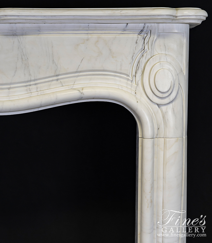 Marble Fireplaces  - Pristine White French Style Marble Fireplace Mantel - MFP-1897